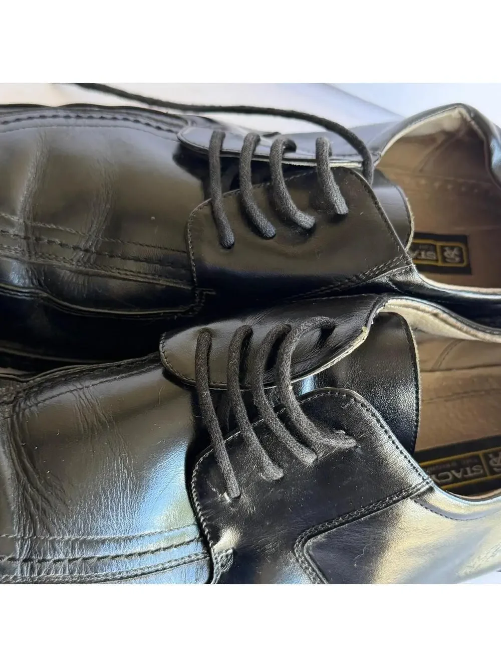 Stacy Adams Men's‎ Black Leather Lace-up Dress Shoes Square Toe Size 10M